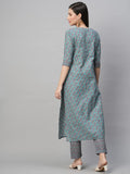 Gosriki Women'S Cotton Blend Straight Printed Kurta With Pant (Padwil Dark Green-Nw-Gs_S_Dark Green_Small),Rama,,B0BT861WFN