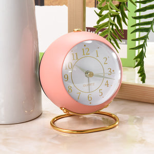 Analog Alarm Clocks,Retro Backlight Cute Simple Design Small Desk Clock with Night Light,Silent Non-Ticking,Battery Powered,for