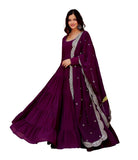 Wedani Georgette Sequins Work Anarkali Kurta Set For Women (In Alpha L Regular Purple),PURPLE,L
