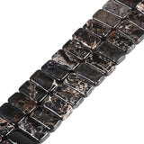 20mm Dyed Black Sea Sediment Jasper Fashion Flat Rectangle Loose Beads Double Holes DIY Jewelry Making Strand 8