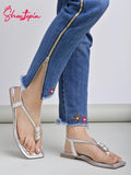 Shoetopia Women'S Snd-131 Flat Sandal-6 Kids Uk (Snd-131-Silver)-Eu39,Silver,6,B0D14BHMZN