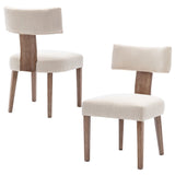 BESTANO Modern Dining Chairs Set of 2, Comfy Upholstered Side Chairs with Wood Legs, Linen Fabric Dining Chairs with Curved Wing