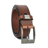 Urban Forest Oak Textured Brown Casual Leather Belt For Men