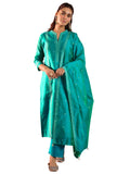 Libas Womens Woven Design Silk Blend Straight Kurta With Trousers And Dupatta