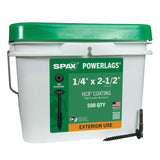 SPAX 1/4 x 2-1/2 Exterior Washer Head Structural Wood Lag Screws Powerlags Torx T-Star (500 EA) Bulk Pail Bit Included Heavy Dut
