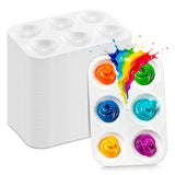 DLOnline 30 PCS White Plastic Watercolor Palette, 6 Well Rectangular Paint Palettes, Paint Tray Palettes, Paint Trays for Kids, 