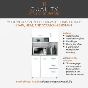 Inval America 4 Door Microwave Storage Cabinet, 1535 X 3504 X 6614, White