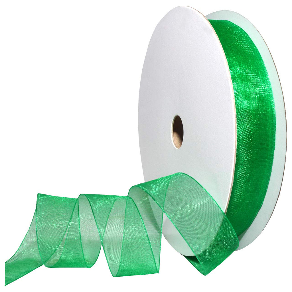Morex Ribbon Ruffle Morex Ribbon Sheer, 7/8 x 100 Yards, Emerald– Slickpurchase