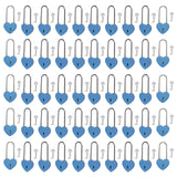 Gradleen 50PCS Blue 3.5 Inches Single Heart Lock with Key,50mm Love Padlock Metal Love Lock for Lovelock Bridge,Jewelry Box,Diar