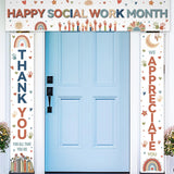 SmoothNovelty 3 Pcs Happy Social Work Month Banner We Appreciate Thank You for All You Do Backdrop Social Worker Society Contrib