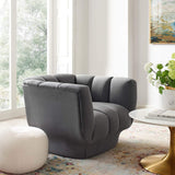 Modway Entertain Vertical Channel Tufted Performance Velvet Accent Lounge Armchair In Gray