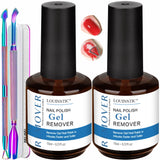 Gel Nail Polish Remover Kit - 2pcs (30ml) with Cuticle Pusher & Nail File - Fast & Gentle Gel Remover for Nails, No Soak or Foil