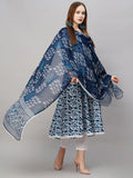 Anni Designer Women'S Rayon Blend Anarkali Printed Kurta With Pant & Dupatta (Yutika Blue-Nw_3Xl_Blue_Xxx-Large),Blue,3XL,,,