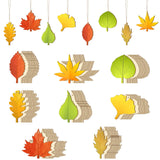 Subacy 80 PCS Unfinished Wood Cutouts 8 Styles DIY Wooden Crafts, Autumn Maple Ornaments Painting Kit for Kids, Birthday Thanksg