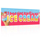 Tegeme Ice Cream Banners Sign 3 x 10 Feet Ice Cream Flag Oxford Fabric Banners with 10 Holes for Business Store Outside