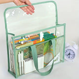 Lovelyduo Transparent Document Organizer Bag With Handle, A4 Expandable File Folder With Flap & Cord Closure, Waterproof Pvc Cle