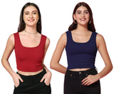 Toplot Women'S Combo Solid Ribbed Scoop Neck Sleeveless Slim Fit Tank Top Pack Of 2 (Combo-5069-Mrn-Nvy-M),Maroon-Navy,,B0CG5FPXQB
