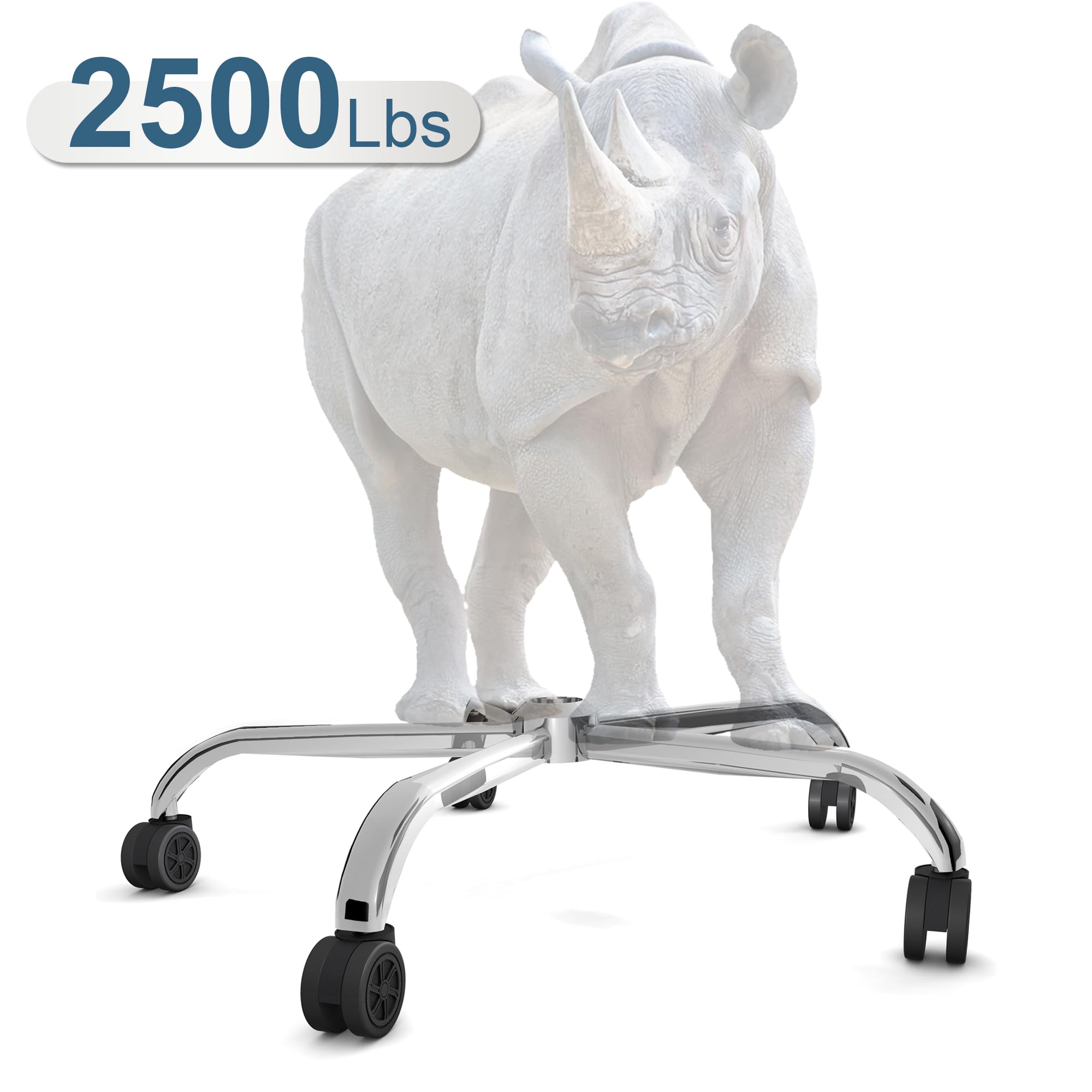Frassie 25 Inch Office Chair Metal Base Replacement Heavy Duty 2500 Lbs Universal Computer Chair Base Part with 5 Casters