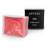 Arteza Metallic Watercolor Paint, Iridescent Pink A710, Set of 2 Half Pans, Pearl Paint, Vibrant and Pearlescent Hues, for Illus