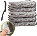 JIGsKART 4 Pack NonScratch Wire Dishcloth & Gaps Cleaning Brush, Multipurpose Wire Dishwashing Rags for Wet and Dry, Easy Rinsi