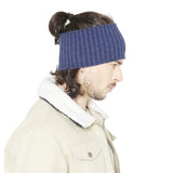 Bharatasys Soft Mix Yarn Knitted Ski Warm Woolen Headband For Unisex Blue