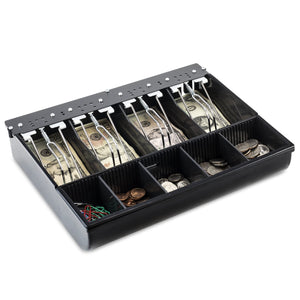 Volcora Cash Drawer Tray - 11.7 X 10.3 X 2.3 Inch Cash Register Insert - 4 Bill / 5 Coin Replacement Cash Tray 13 Fully-Remova