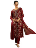 Libas Women'S Organza Woven Design Kurta Set (49318 Maroon