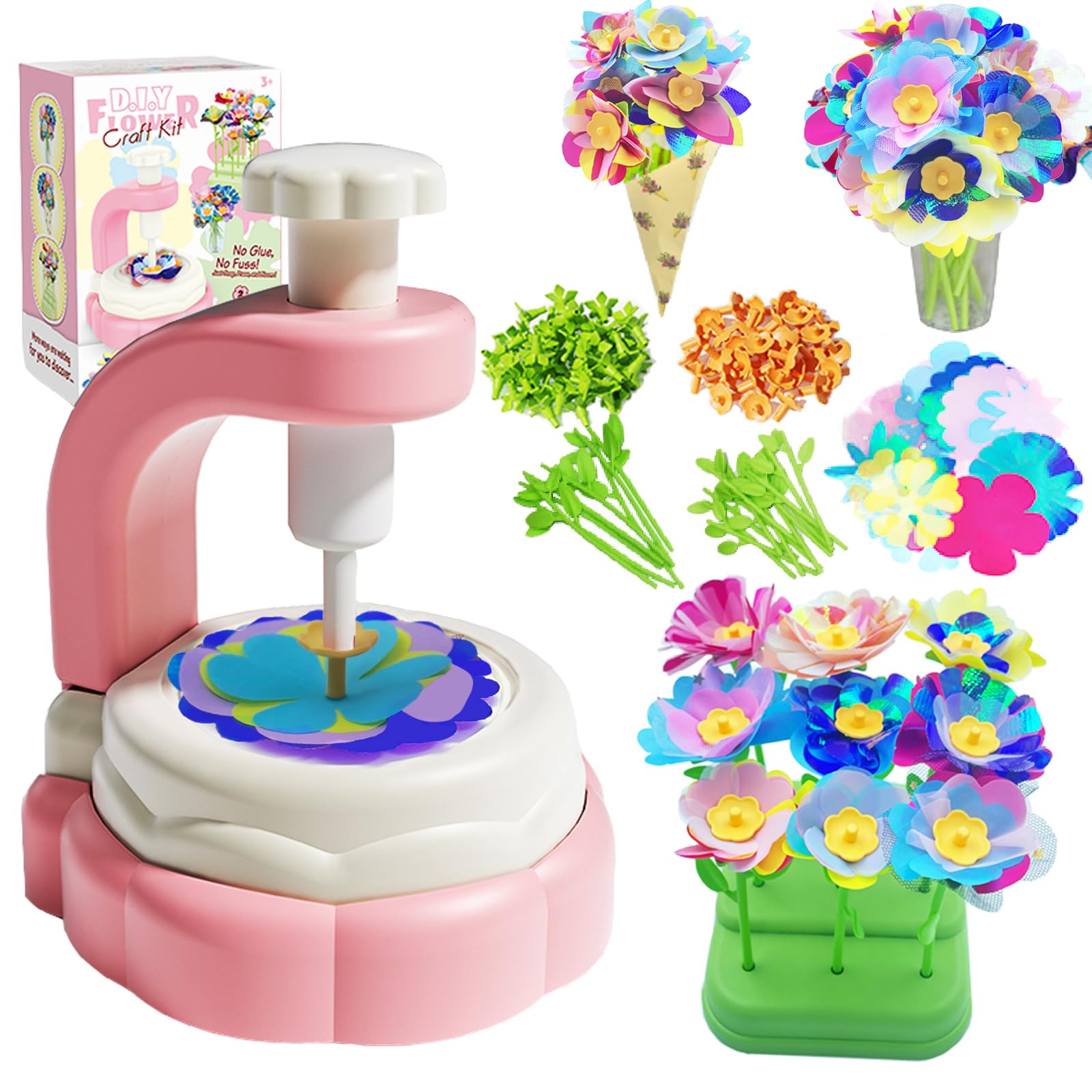 Xuoent Fabric Flower Bouquets Toys, Kids Craft Kits Ages 4-12, DIY Flower Making Kit, Creative Arts and Crafts for Kids, 4-12 Ye