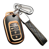 Cacacar for Honda Key Fob Cover with Keychain, for Honda Civic CR-V Accord HR-V Pilot Premium Soft TPU Full Protection Key Fob C