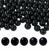 PAMIR TONG 400pcs 8mm Black Round Glass Beads for Bracelet Pretty Smooth Loose Beads for Necklace-Earring-Jewelry Making-Home De