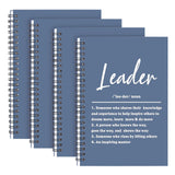 WHLBHG 4Pcs Leader Definition Spiral Journal Boss Mentor Appreciation Lined Notebook Gift for Women Men(Spiral4Pcs Leader Dark 
