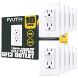 Faith [10-Pack] GFI Receptacle 15 Amp, ETL Listed, Tamper-Resistant GFCI Outlet 15 Amp, Self-Test Ground Fault Circuit Interrupt