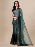 Pratham Blue Womens Sequins Silk Fancy Saree For Women With Blouse Piece (Pb-381_Green)