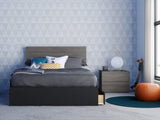 Nexera 3-Piece Bed Frame, Headboard & Nightstand, Full|Bark Grey & Black Bedroom Set