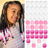 VENOFEN 48PCS Pink Hair Beads Dreadlock Jewelry for Hair White Braid Beads Light Pink Pony Bead for Kids Girls Jewelry Making Ha