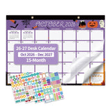 Desk Calendar 20262027, 15 Month Oct 2026 Dec 2027, 17x12,Colorful