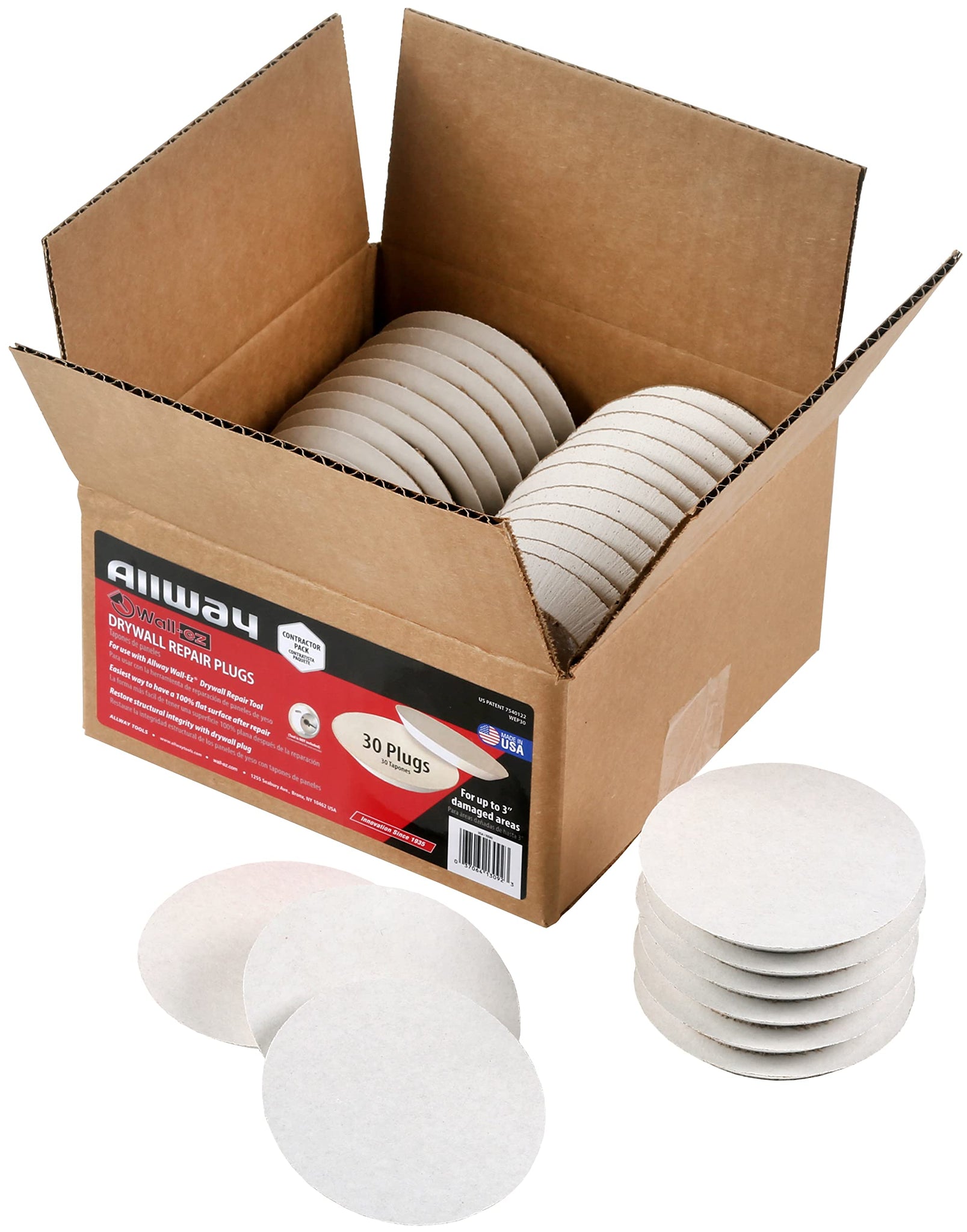 ALLWAY WEP30 Wall-EZ Drywall Repair Plugs, 30 Pack