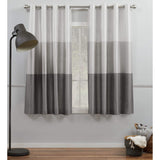 Exclusive Home chateau Striped Faux Silk grommet Top curtain Panel Pair, 54x63, Black Pearl