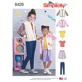 Simplicity US8429K5 Girls Pants, Skirt, Short Sleeve Shirt, and Jacket Sewing Patterns, Sizes 714