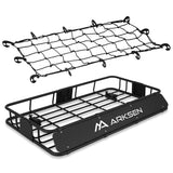 ARKSEN 30 x 50 x 6 Inch Universal Extra Wide 250LB Heavy Duty Roof Rack Cargo with Cargo Net, Car Top Luggage Holder Carrier Bas