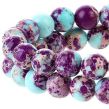 47 Pcs Sea Sediment Imperial Jasper Beads Purple-Blue Jasper Beads 8mm Galaxy Sea Imperial Gemstone Bead Colorful Round Stone Be