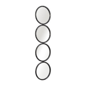 12''L 1''W 48''H Four Circle Black Iron Wall Mirror For Vertical Or Horizontal Hanging In Bathroom. Bedroom, Living Room, Or Ent