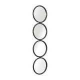 12''L 1''W 48''H Four Circle Black Iron Wall Mirror For Vertical Or Horizontal Hanging In Bathroom. Bedroom, Living Room, Or Ent