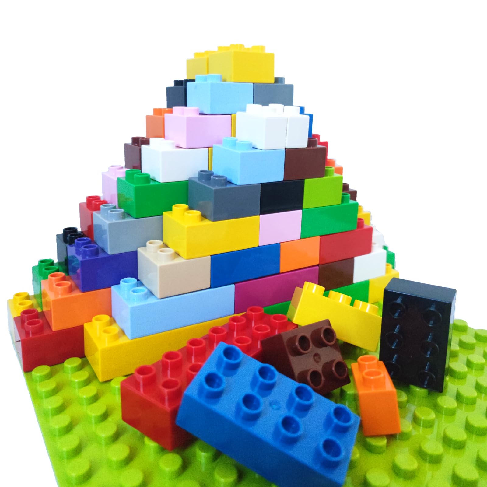 Building Blocks Set For Kids With Baseplate Big Building Bricks 101Pcs Classic Bulk Blocks For Kids Toddlers Boys Girls 15 Random Colors Birthday Gift Compatible With Lego All Major Brand