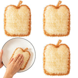 3 Pcs ToastShaped Dish Scrubber Cute Crochet Scrubbers Double Layered Dish Cloth Kitchen Sponge for Washing Dishes Cleaning Too