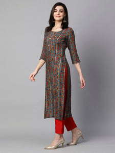 Gosriki Women'S Cotton Blend Straight Printed Kurta With Pant Set (Parjapati Blue-Gs_Xxl_Blue_Xx-Large),Blue,2,B0CK5WPPS7