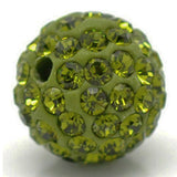 RUBYCA Pave Czech Crystal Disco Ball Clay Beads fit Shamballa Jewelry (20pcs, 12mm, Olivine Green)