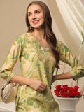 Anni Designer Women'S Cotton Blend Straight Printed Kurta With Pant (Nissu Green-Nh_M_Green_Medium),Green,M,,,