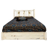 Montana Woodworks Elk Design Laser Engraved Platform Bed In Clear Lacquer Finish (Full: 83 In. L X 60 In. W X 47 In. H (258 Lbs.