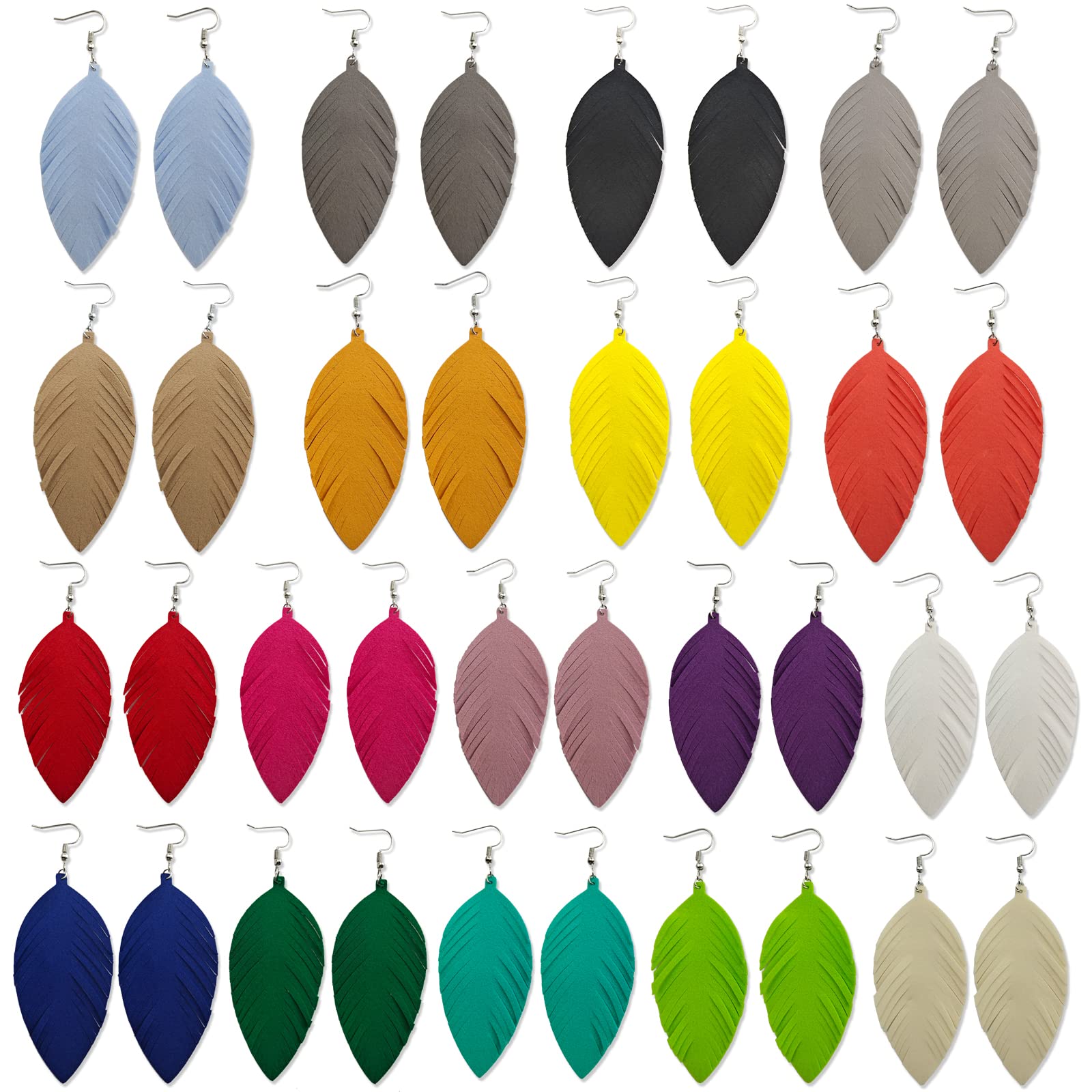 Leather Earrings for Women Dangle Large Soft Leather Handmade Fringe Feather Lightweight Tear Drop Earrings for Women Jewelry Gi